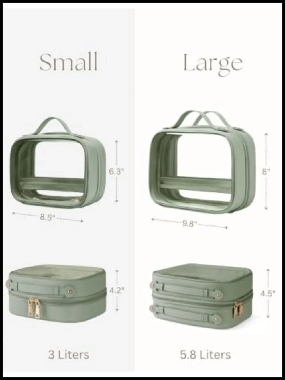 Large Clear Cosmetic Bag with 4 Compartments, Travel Toiletry Organizer, Faux
